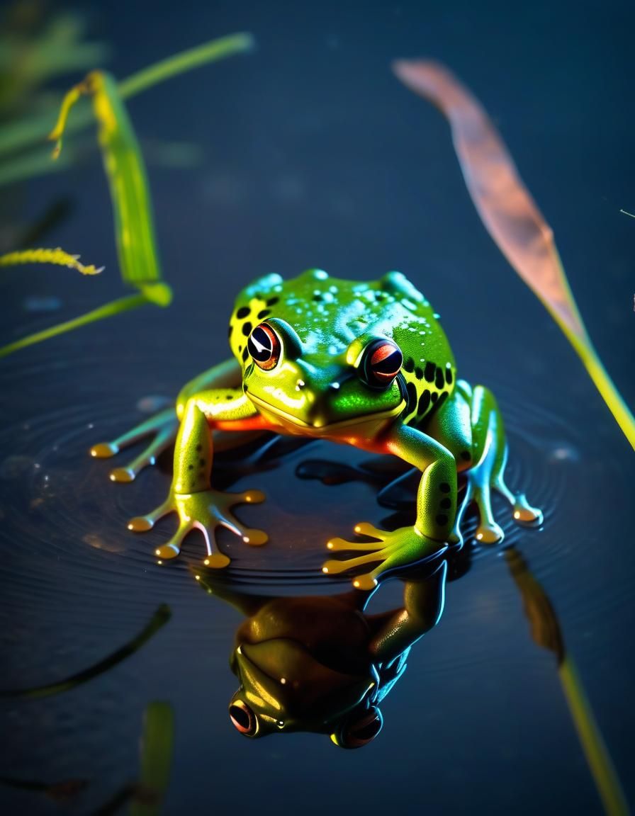 Tiny frog in a pond