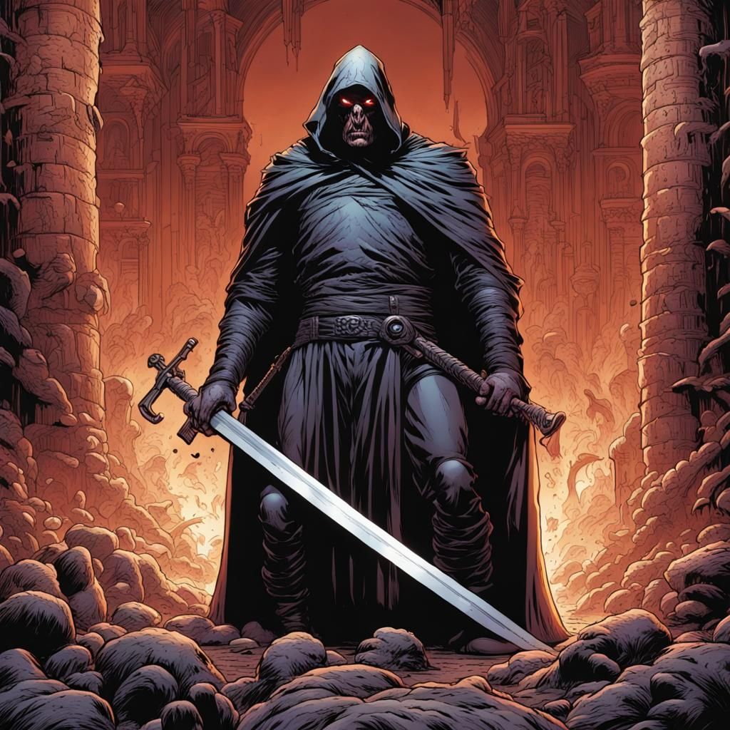 Executioner in Hell: Comic Book Style Art