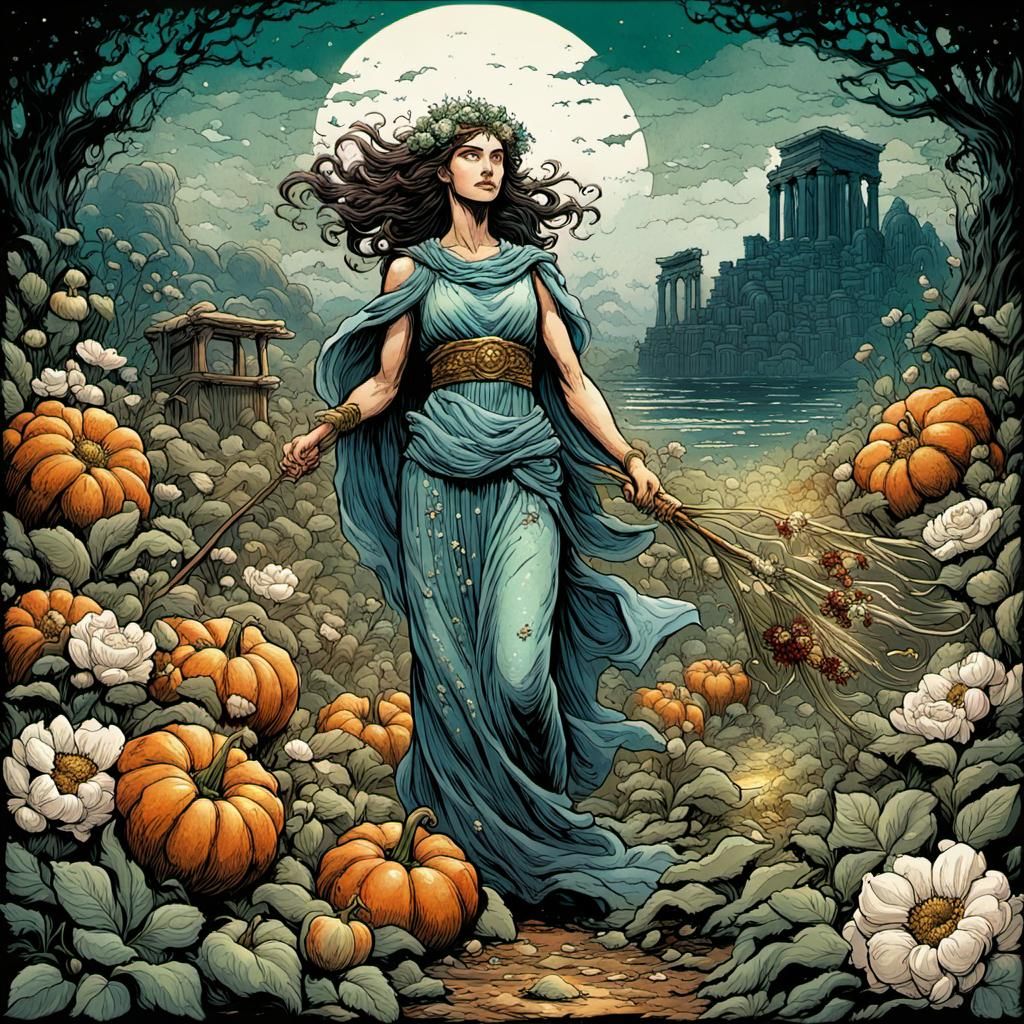 Demeter Surrounded by Harvest, Comic Book Art