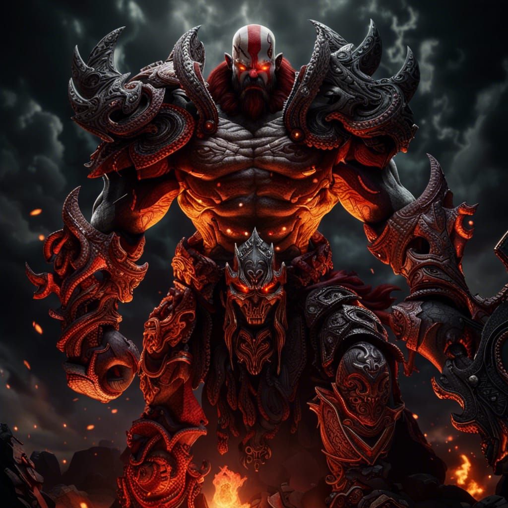 Hyperrealistic Composite of Darksiders, Kratos, and Doom Sla...