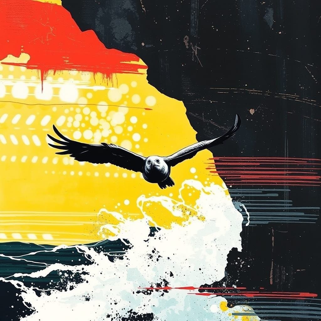 Majestic Albatross in Stormy Dystopian Landscape