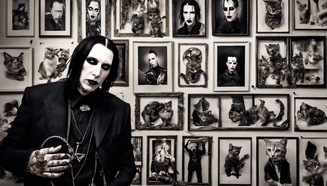 Hyperrealistic Portrait: Marilyn Manson and Kittens