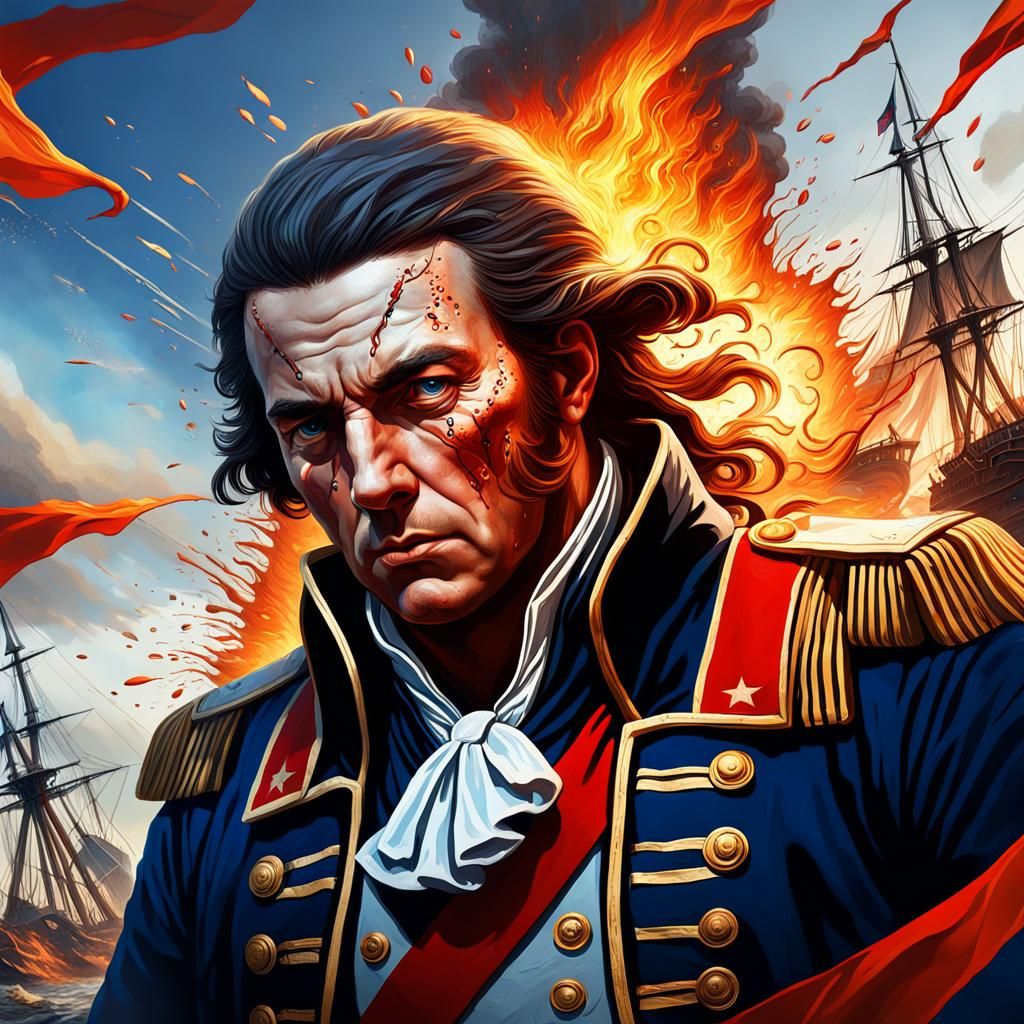 American Revolution Officer in Hyperrealistic Style