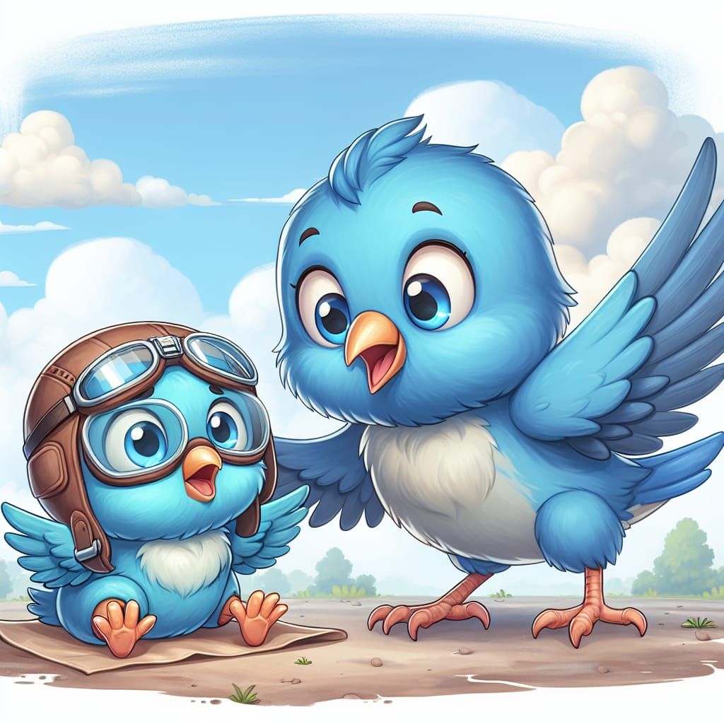 Baby Bluebird's First Flight Lesson