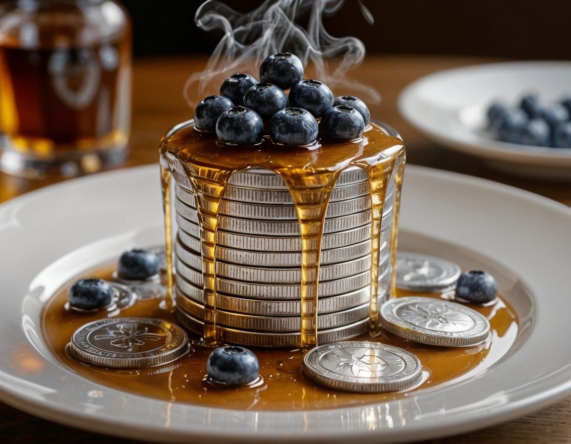 Stack of Pancakes with Blueberries in Cinematic Style