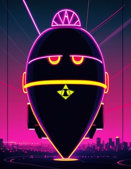 Illuminati Blimp in Synthwave Neon Style