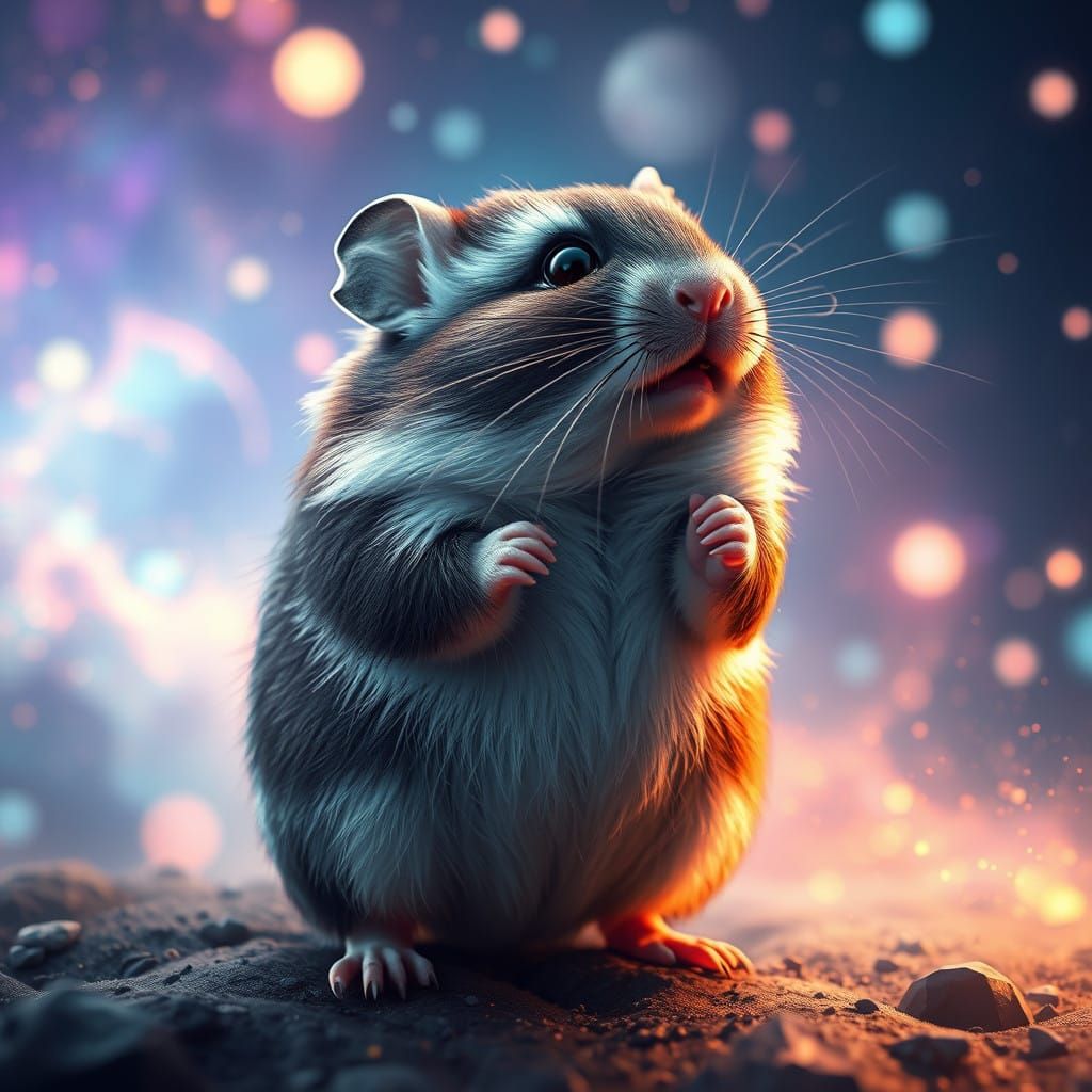 Hamster Surprised in Cosmic Field