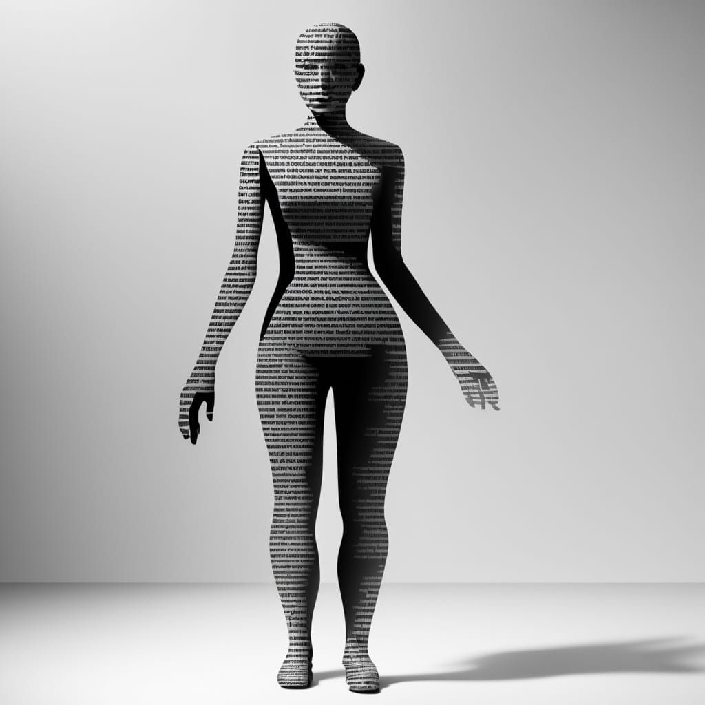 Gaussian-Smoothed Calligram Projection of a Woman