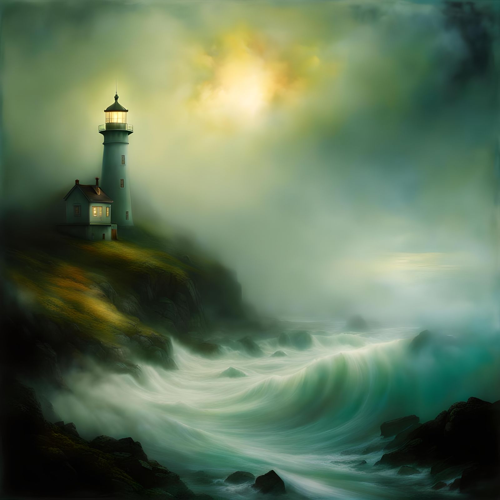 Dreamy Fog Lighthouse by Christopher Shy