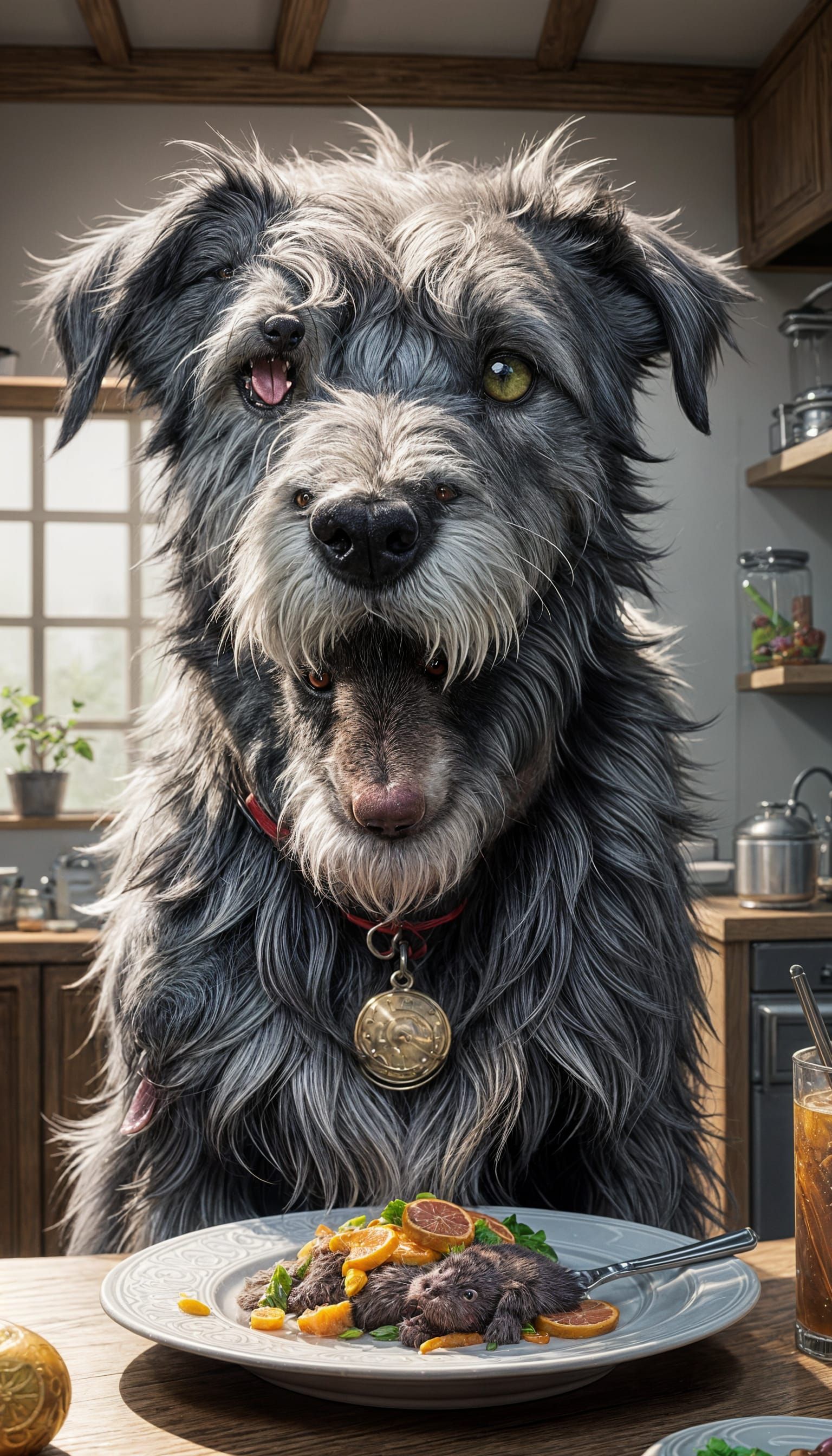 Mischievous Irish Wolfhound Caught Stealing Food in a Colour...