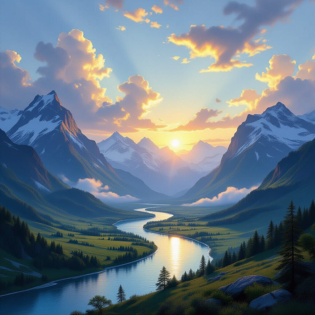 Majestic Earth and Air Landscape in Romanticism Style