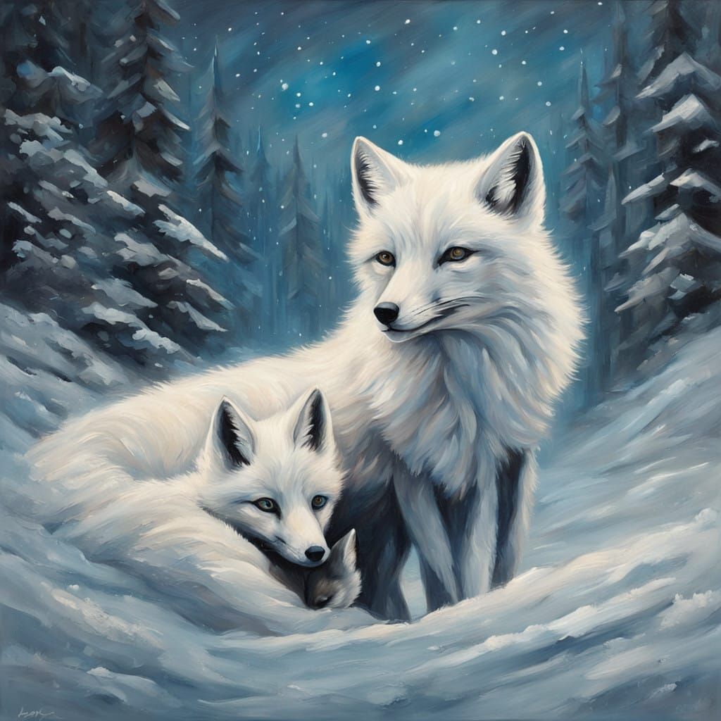Motherly Love in a Winter Wonderland Scene