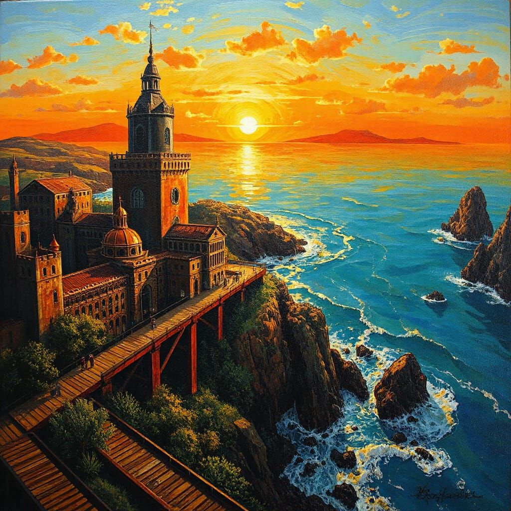 Neo-Expressionist Masterpiece: Copper City at Sunset