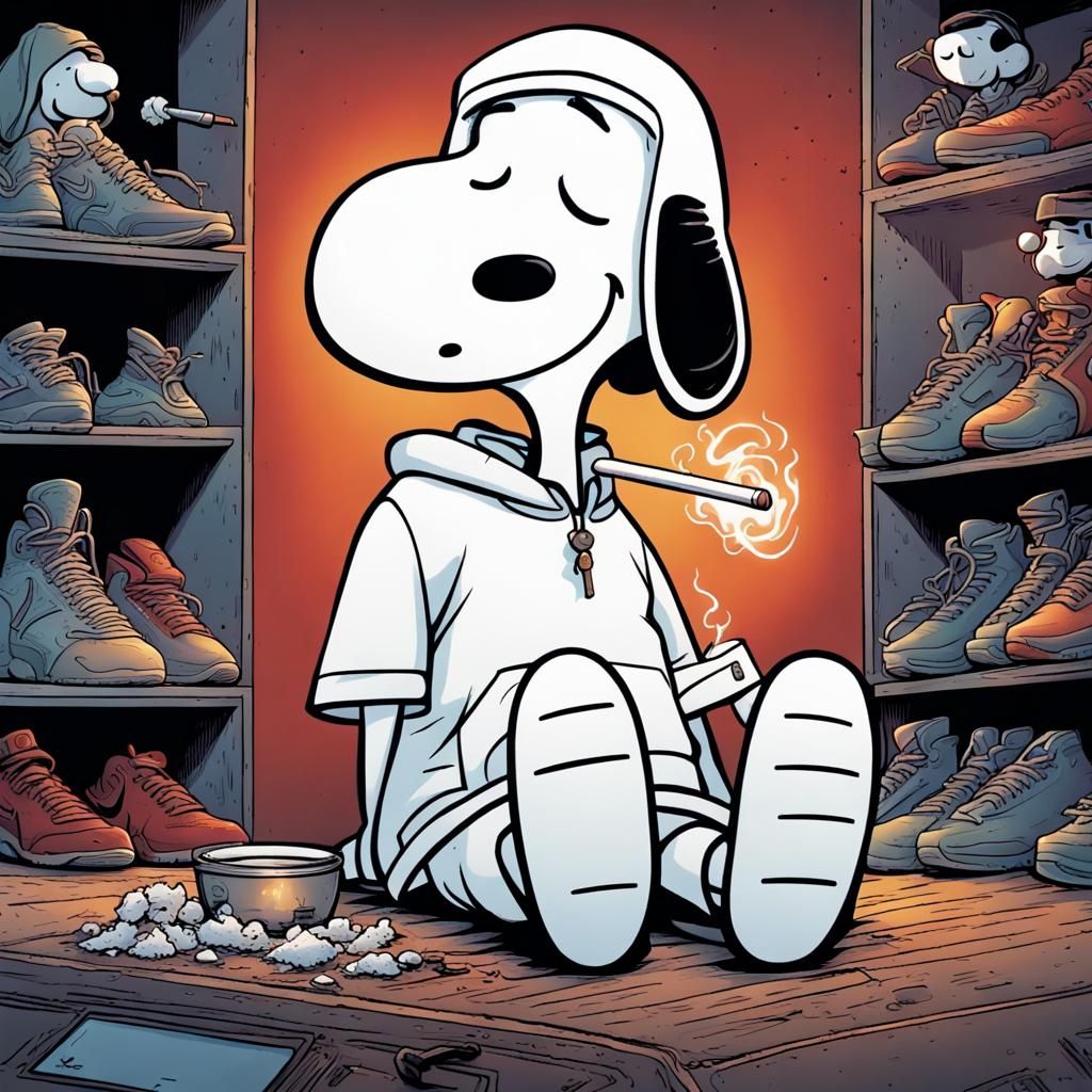 Snoopy Smoking Blunt in Comic Book Art Style