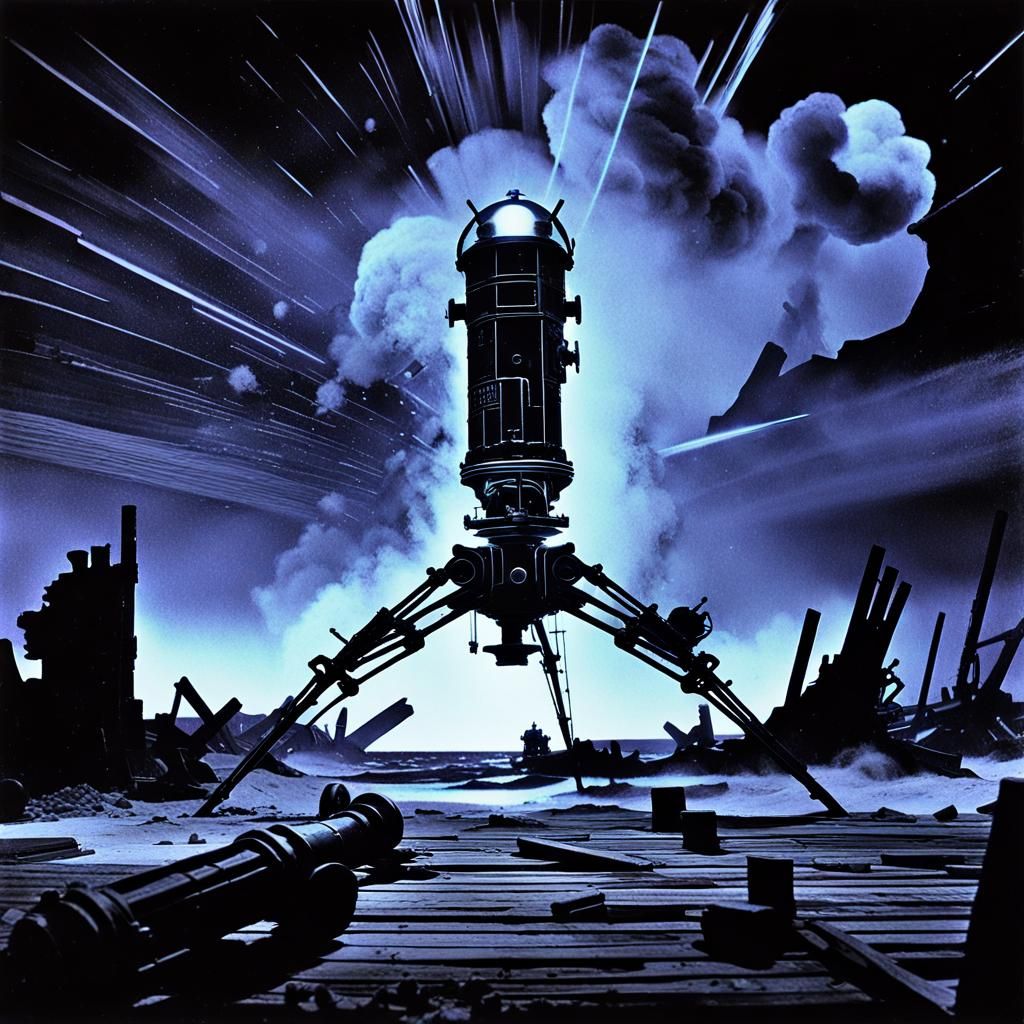 Dieselpunk Martian Invasion on Earth, Cinematic Still