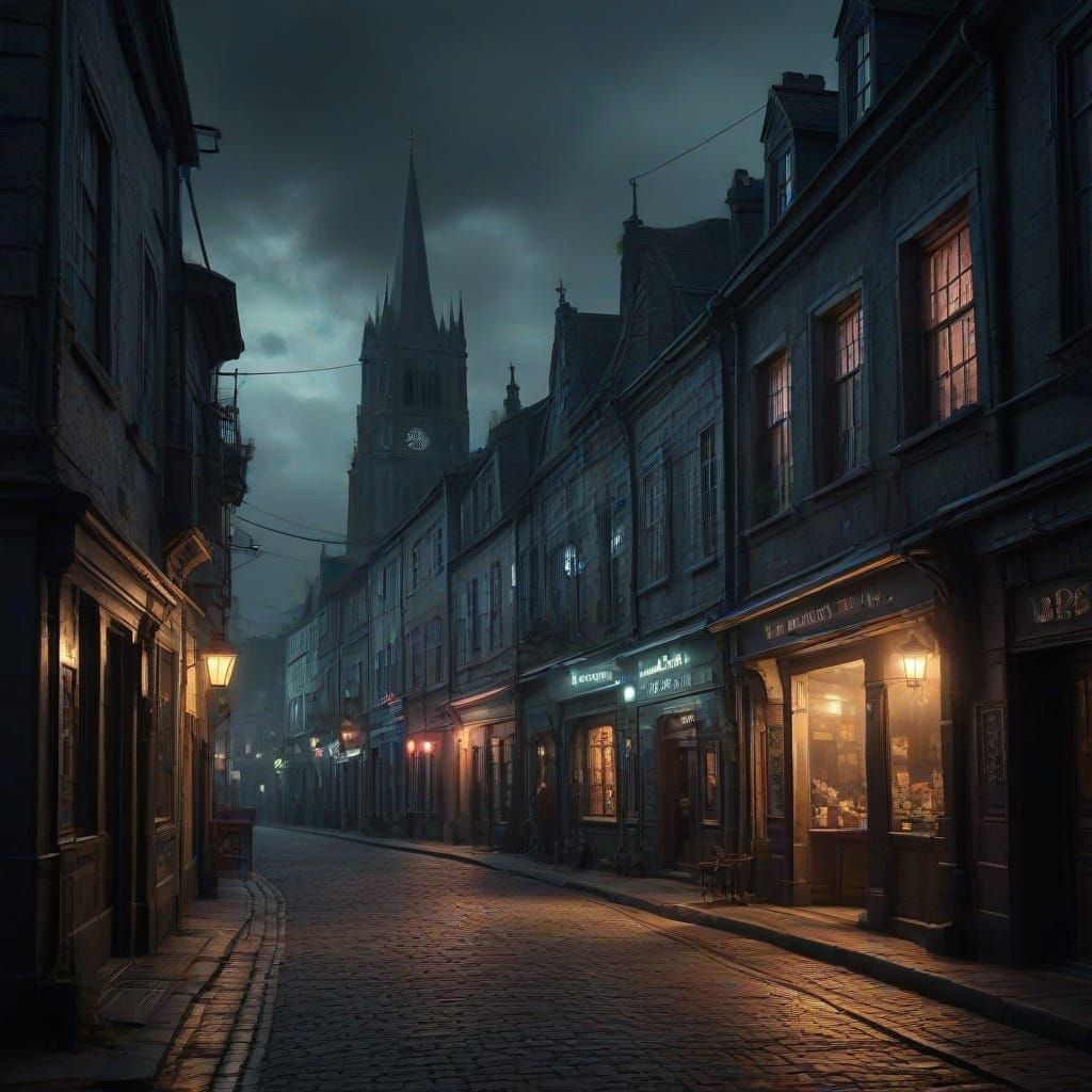 Ennis Ireland Digital Matte Painting with Cyberpunk Neon Glo...