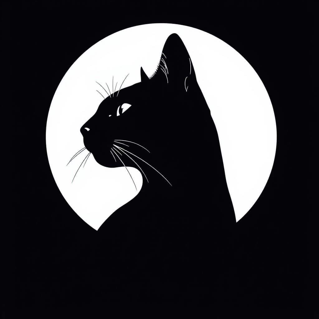 Minimalist Siamese Cat Silhouette with Contour Lines