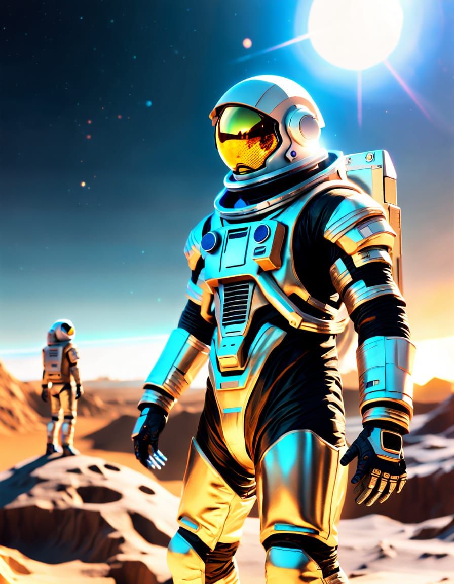 Astronaut on Desert Planet in Sci-Fi Style