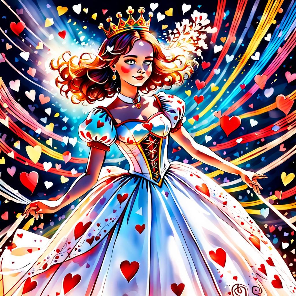 Queen of Hearts in Anime Style Wedding Dress