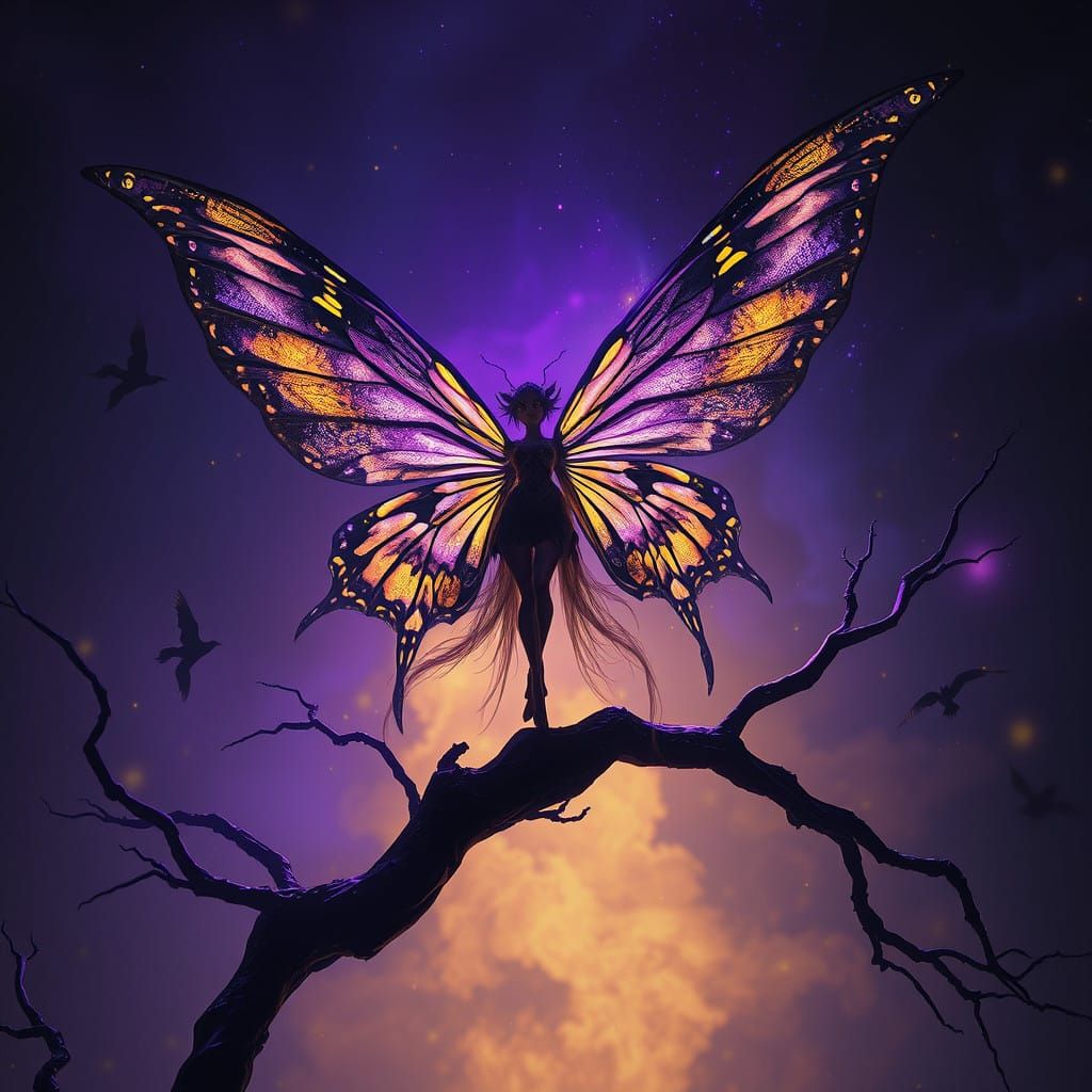 Surreal Goddess of Twilight Reigns Over a Bleak Cosmic Lands...