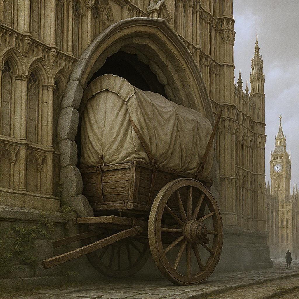 Covered Wagon Crashes Into Parliament, Digital Art