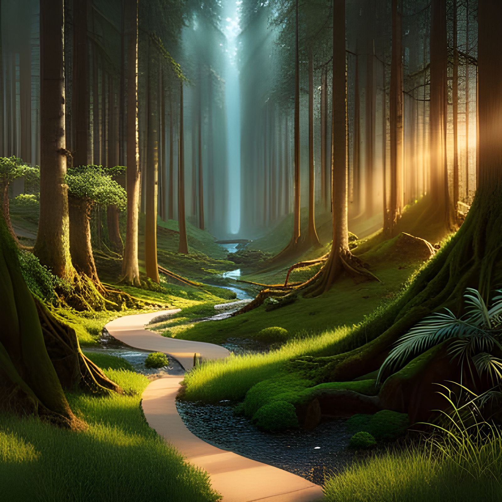 Surreal Enchanted Forest Landscape Collage