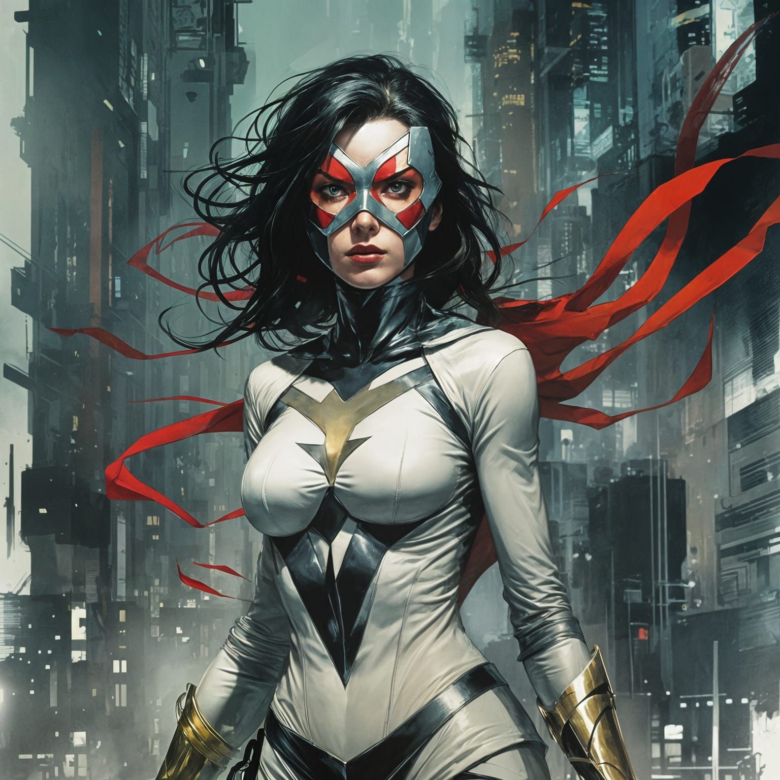 Action Portrait: Masked Superhero Comic Book Cover Art