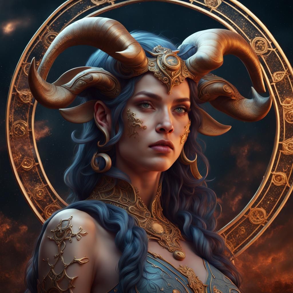 Taurus Zodiac Sign Woman in Detailed Fantasy Art