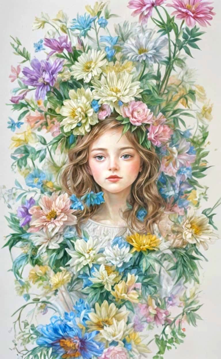 Romantic Floral Landscape in Baroque Pastel Colors