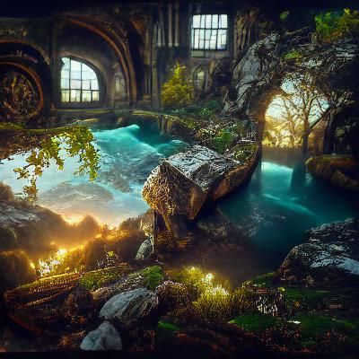 Beautifully Lit Natural Landscape in Matte Painting Style