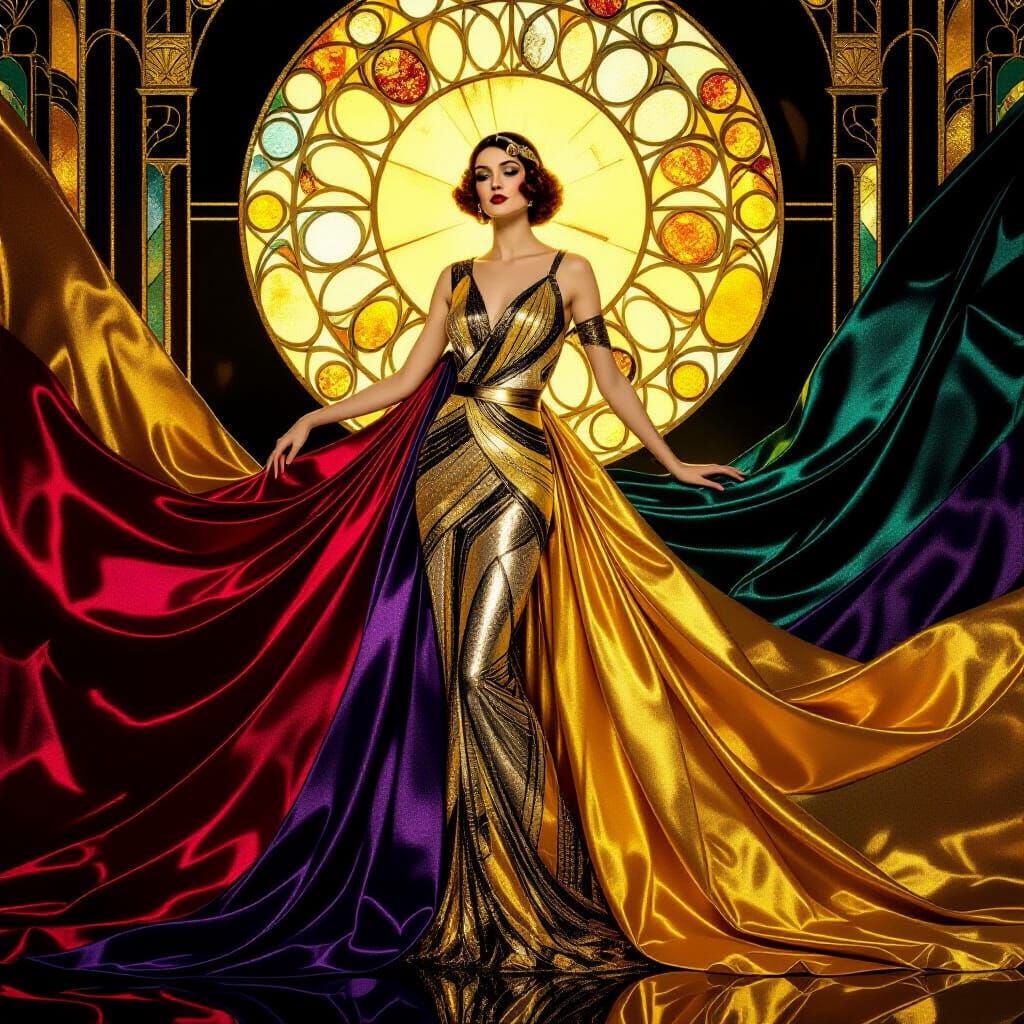 Molten Metallic Rivers in Art Nouveau Style