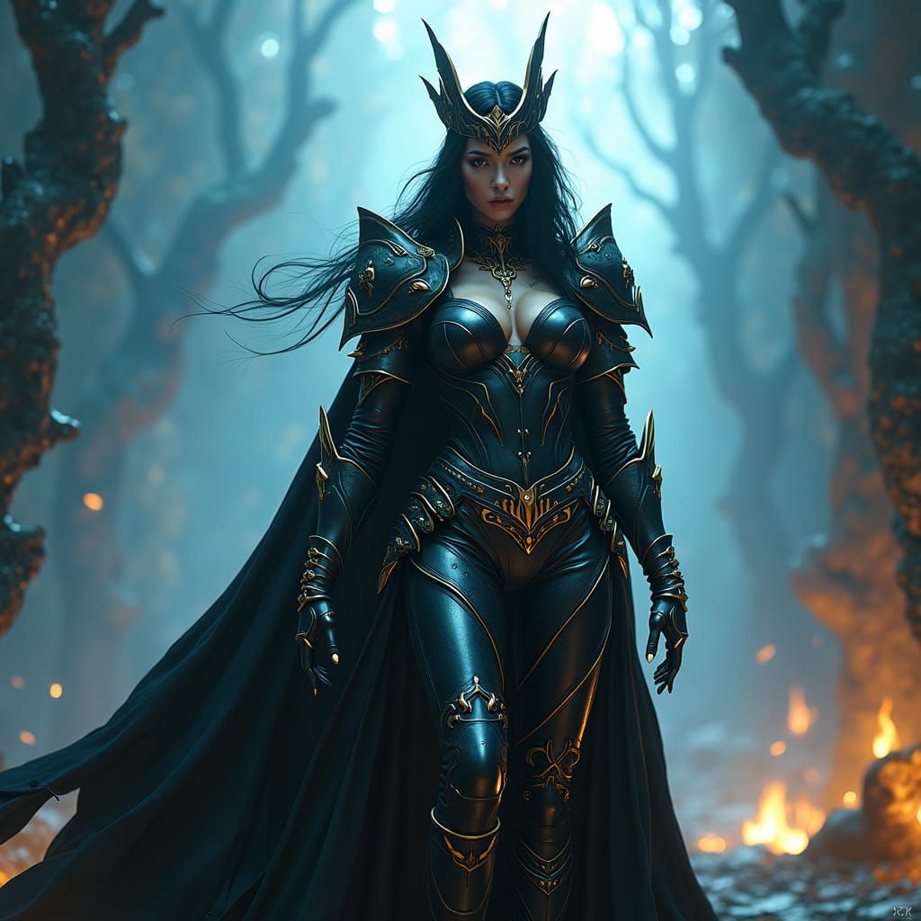 Majestic Leather Goddess in Film Noir Fantasy