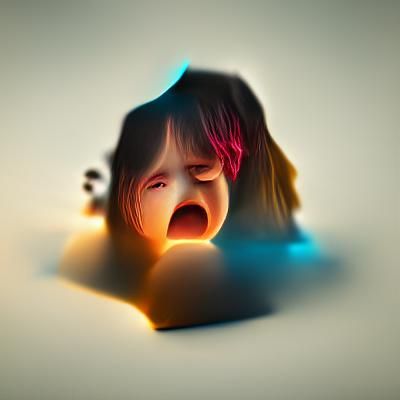 Little Girl Crying in Horror Scene with Volumetric Lighting
