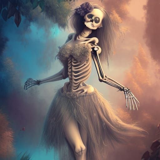 Young Skeleton Dancer in Detailed Fantasy Art
