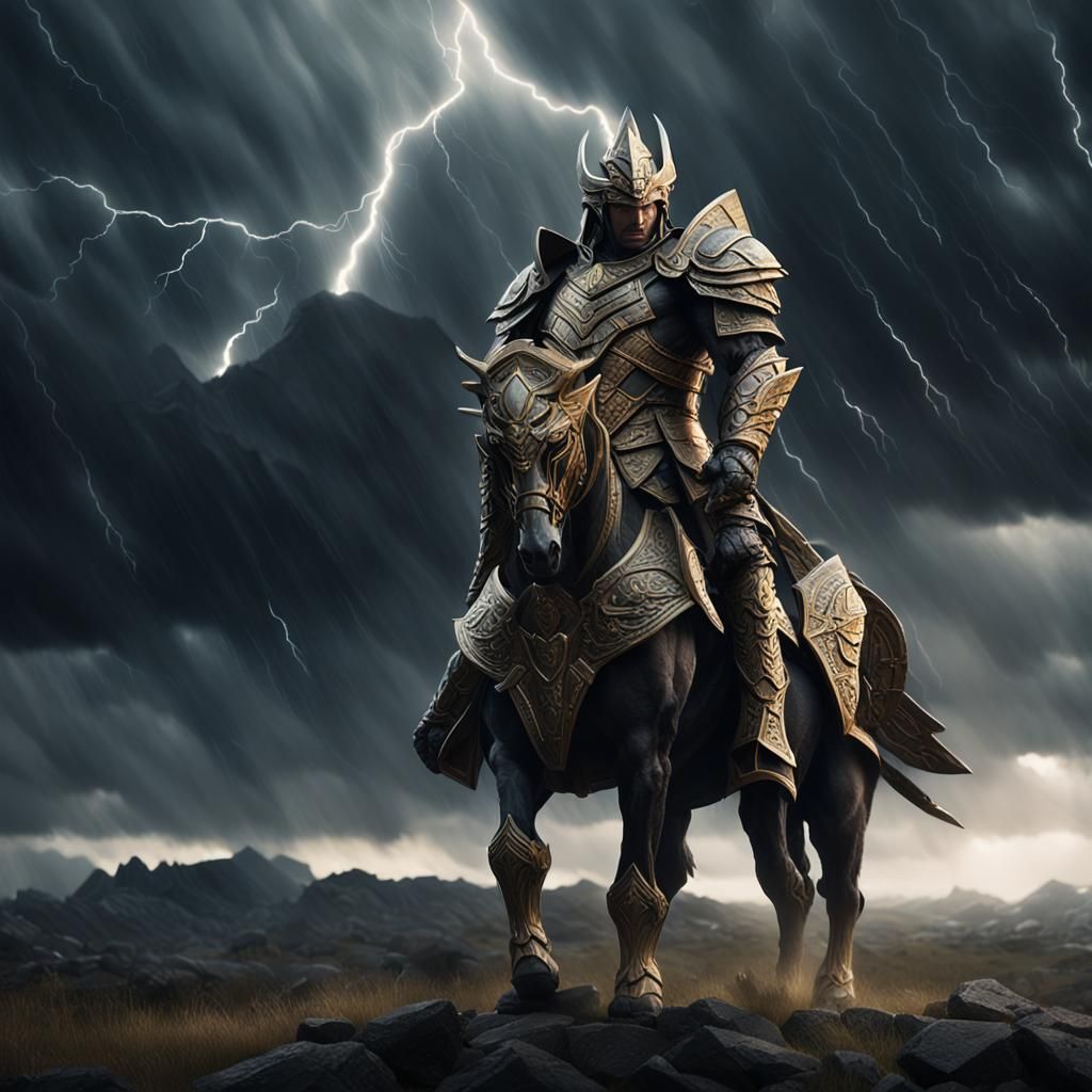 Gods in Stormy Landscape: Cinematic Dark Fantasy