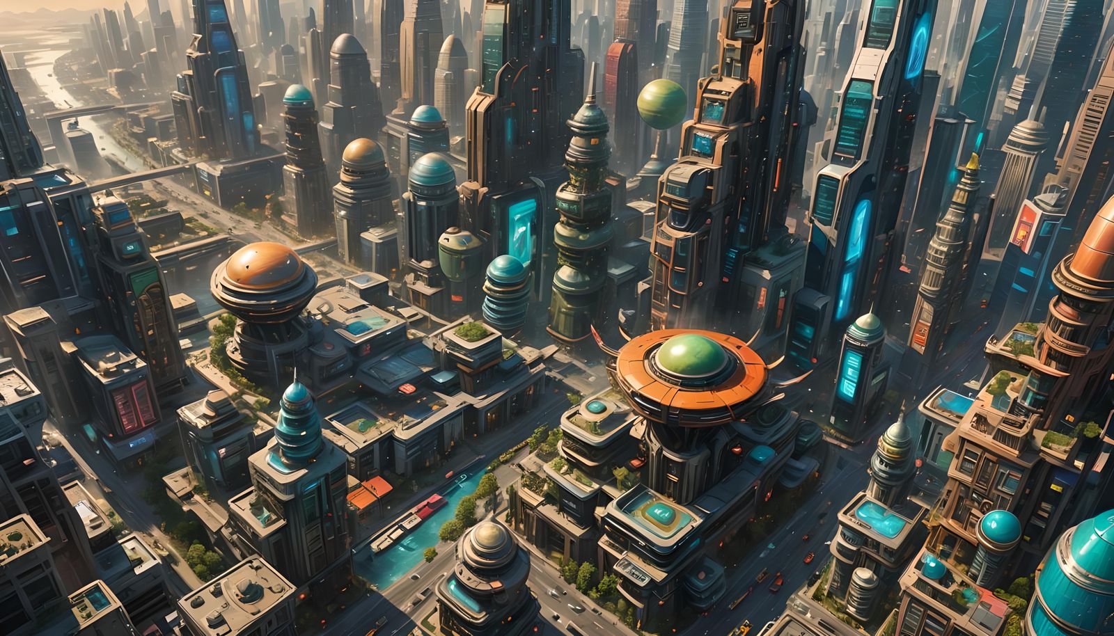 Hyperrealistic Alien City Street Scene