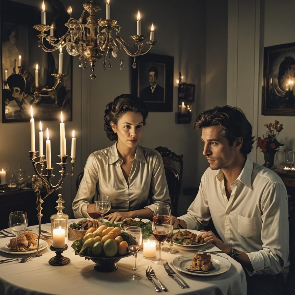 Surreal Couple's Candlelit Dinner
