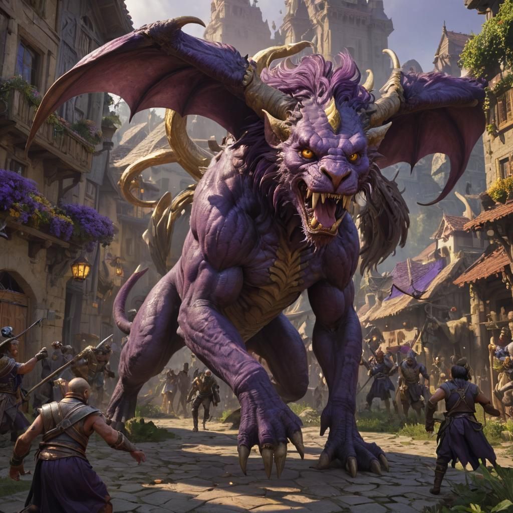 Chimera Attack: Dark Fantasy Concept Art in 8K