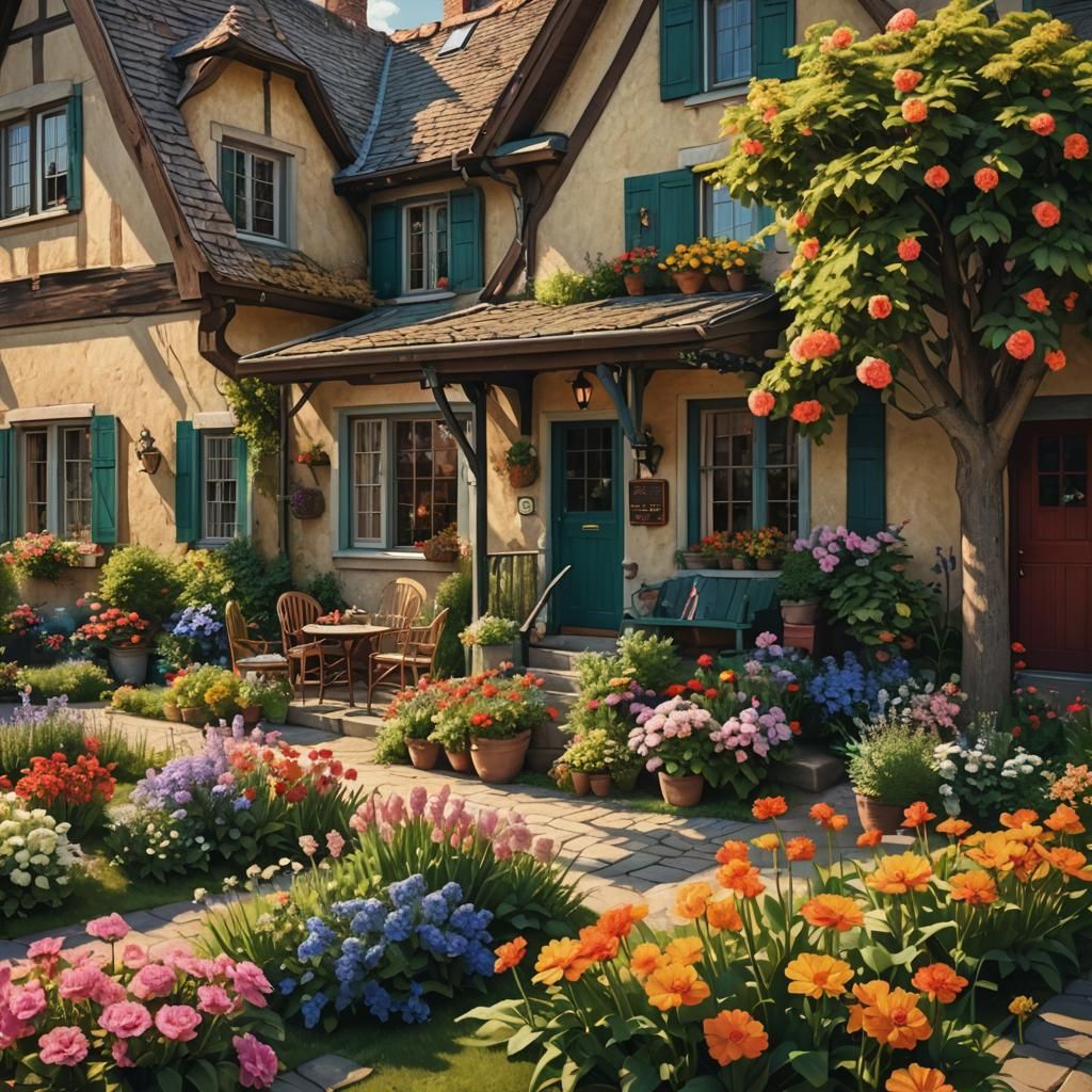 Cozy Village House in Hyperrealistic Style