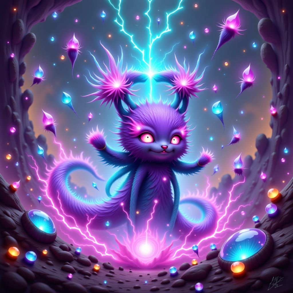 Whimsical Electricity Elemental in Dreamlike Style
