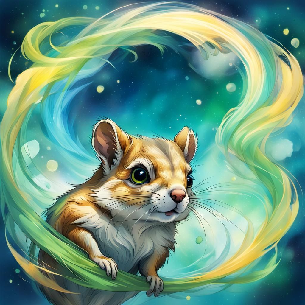 Flying Squirrel Portrait in Art Nouveau Style