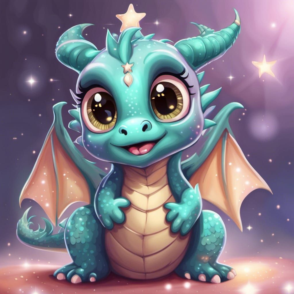 Adorable Baby Dragon with Big Eyes