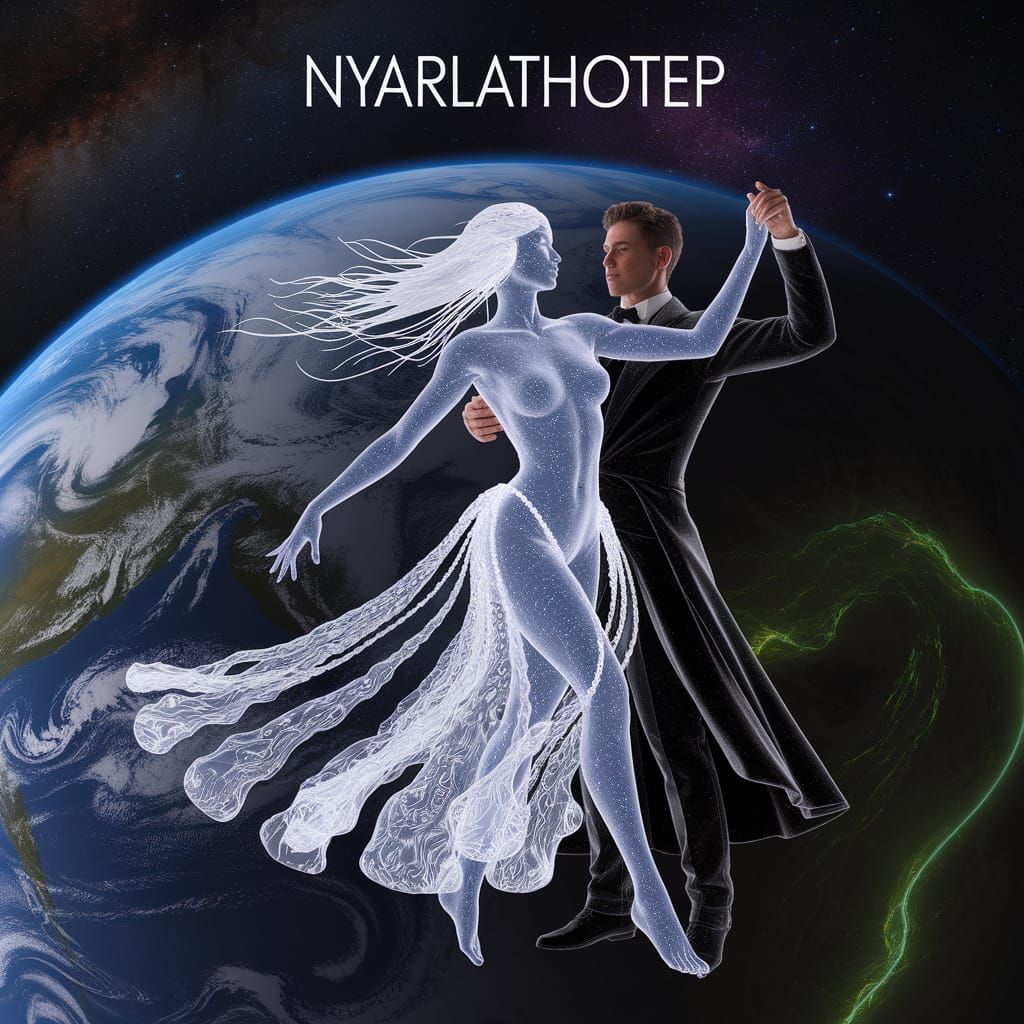 Glowing Goddess of the Ocean Dances in Starlit Space