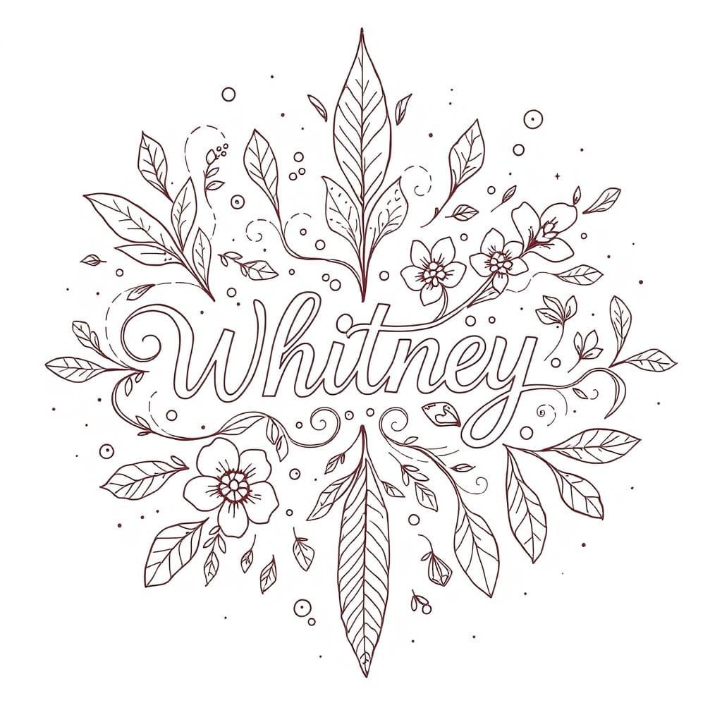 Elegant Zen Doodle Art with Cursive Word Whitney