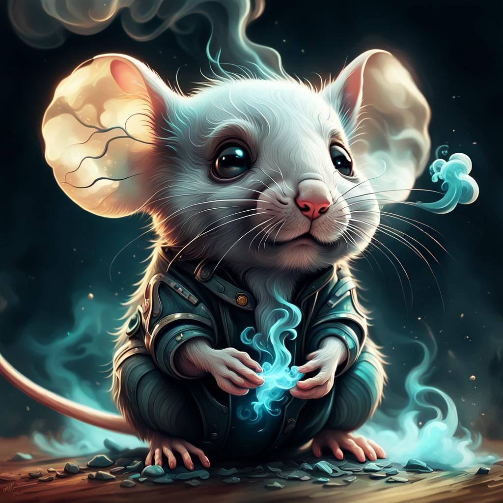 Adorable Mouse with Smoke Head in 3D Art