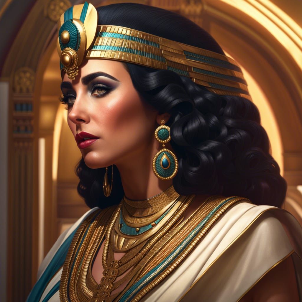 Photorealistic Cleopatra Portrait in Art Nouveau Style