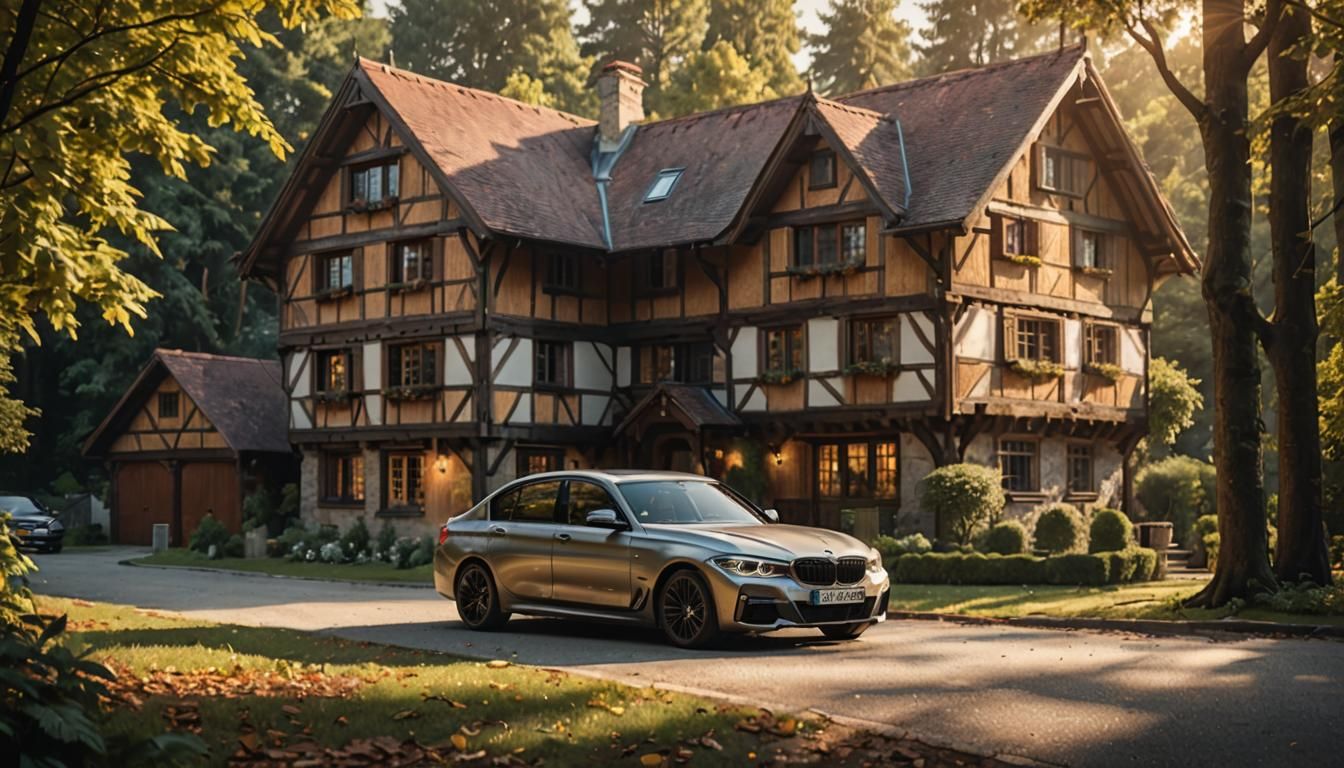 1932 BMW in Forest Setting as Digital Art