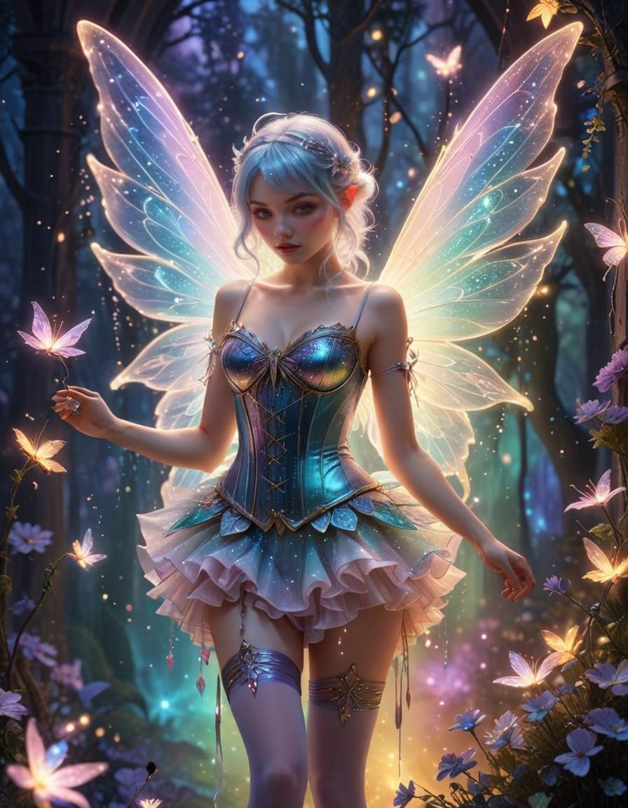 Bohemian Pixie Fairy in Ethereal Aurora Light