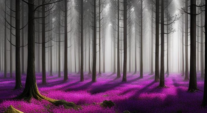 Purple Forest Landscape Inspired by Digital Artists