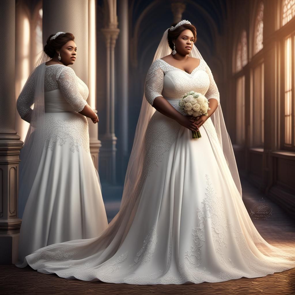 #BBW #Big #Beautiful #Woman #satin #wedding #bridal #gown #l...